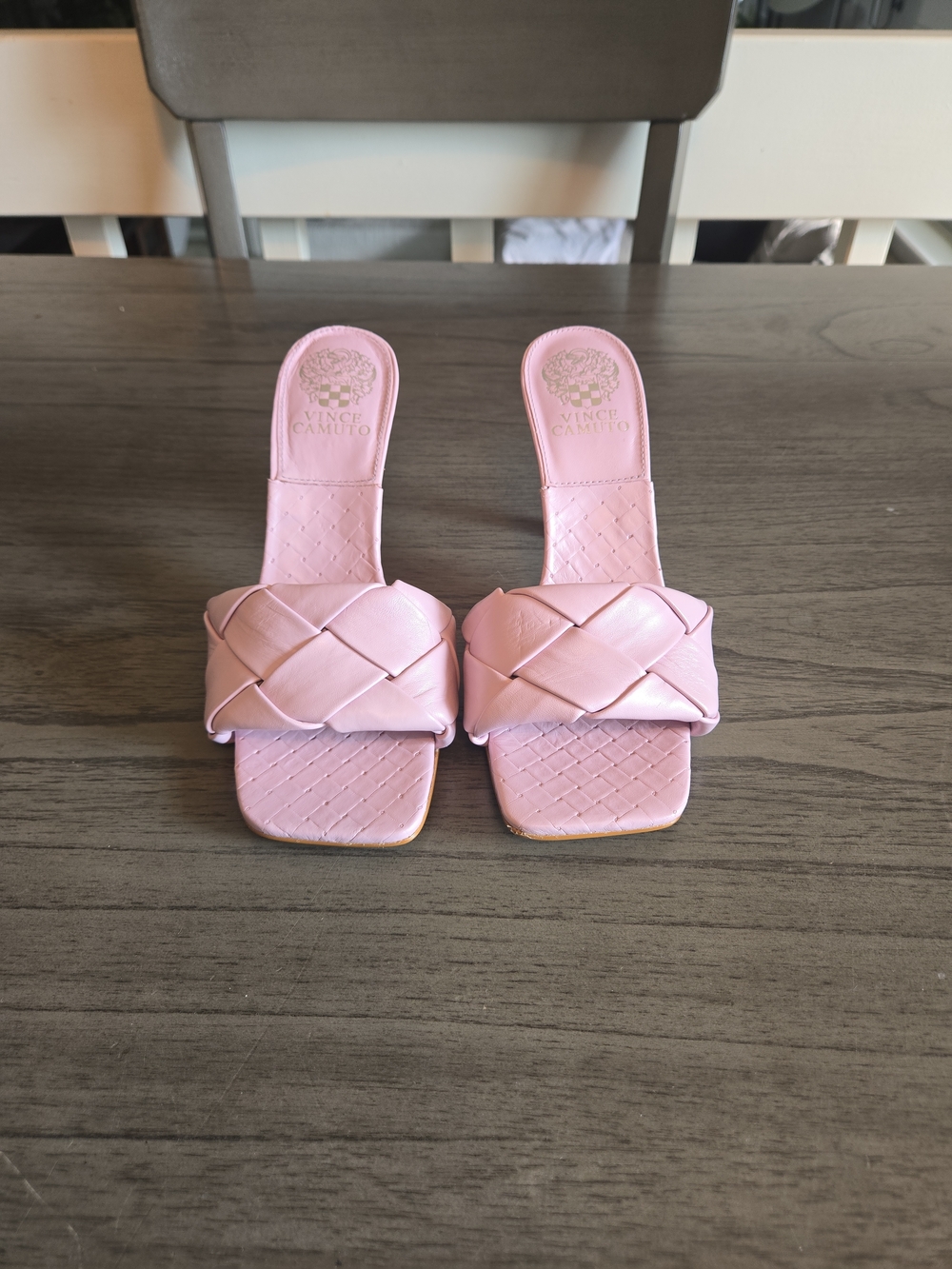Vince Camuto Pastel Pink Braided Square-Toe Heel Mules - Picture 2 of 4